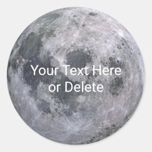 Adesivo Redondo Seu Texto/Fonte Belo Sistema Solar de Lua Cheia