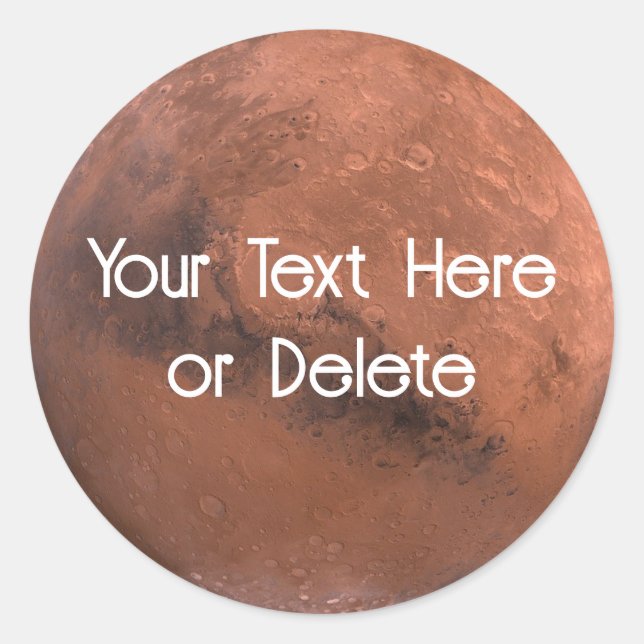 Adesivo Redondo Seu Texto Marcha Vermelhos Planeta Solar Espaço do (Frente)