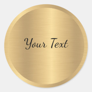 Adesivo Redondo Seu Texto Personalizado Faux Dourado Modelo de apa