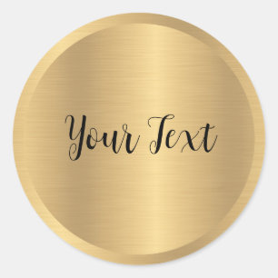 Adesivo Redondo Seu Texto Personalizado Faux Dourado Modelo de apa