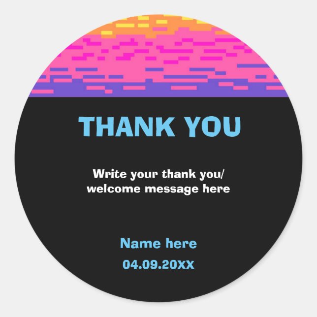 Adesivo Redondo Seus Jovens do Jogo Pixelaram Jogos Aniversário (Frente)