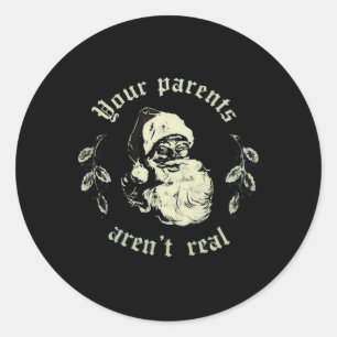 Adesivo Redondo Seus pais não são muito engraçados Papai Noel Nata