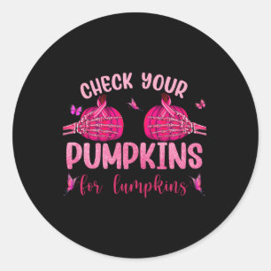 Adesivo Redondo Seus Pumpkins Para O Halloween De Mão De Esqueleto