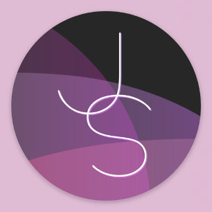 Adesivo Redondo Seus roxo moderno de sobreposição das iniciais  