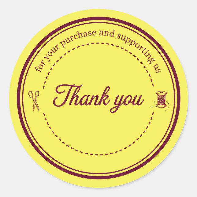 Adesivo Redondo Sewing Icons Thank You Business Sticker (Frente)