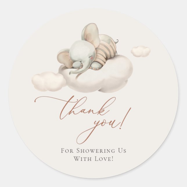 Adesivo Redondo Sexo do Elefante Dormindo Neutro (Frente)