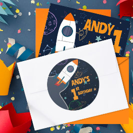 Adesivo Redondo Sexo/Espaço Exterior Neutro Primeiro Aniversário