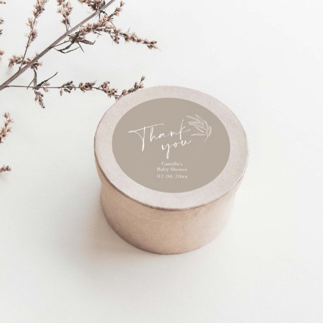 Adesivo Redondo Sexo Neutro Chá de fraldas Moderno Obrigado (Criador carregado)