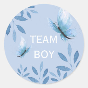Adesivo Redondo Sexo revelado por Team Boy Blue Watercolor floral