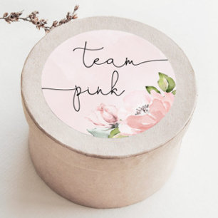 Adesivo Redondo Sexo rosa-claro revelador da equipe garota, rosa-