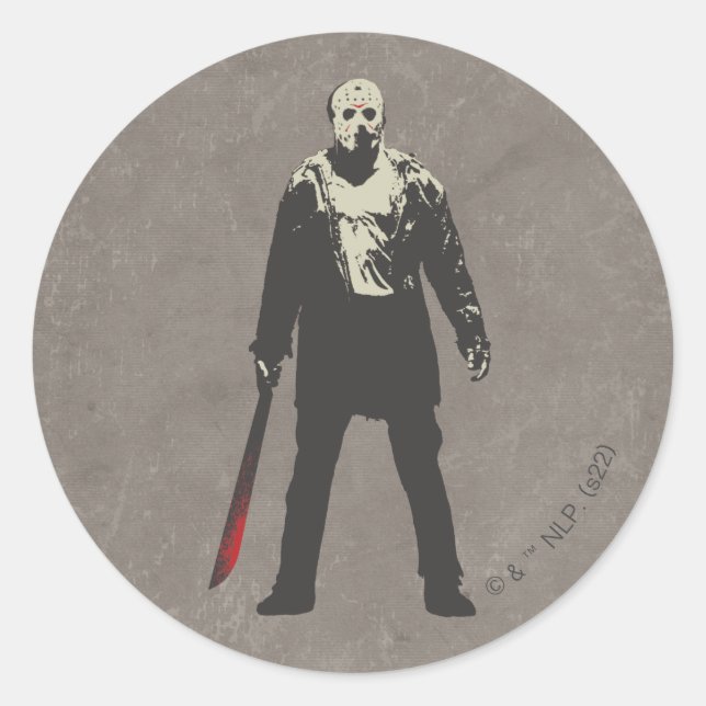 Adesivo Redondo Sexta-feira, 13 | Jason Voorhees Caracter Art (Frente)