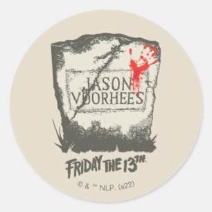 Adesivo Redondo Sexta-feira, 13   Jason Voorhees Headstone