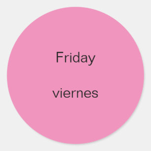 Adesivo Redondo Sexta-feira viernes Inglês para Espanhóis