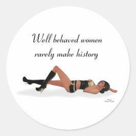 Adesivo Redondo Sexy Brunette Pinup Girl Slekers