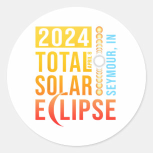 Adesivo Redondo Seymour Indiana Total Eclipse Solar 2024