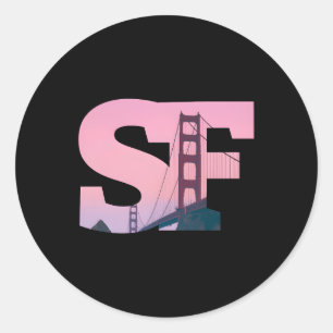 Adesivo Redondo Sf San Francisco City Skyline Do Centro Sf Calif