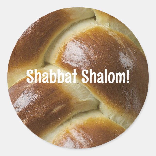 Adesivo Redondo Shabbat Shalom Challah Sticker (Frente)