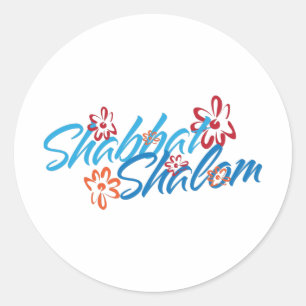 Adesivo Redondo Shabbat Shalom Floral