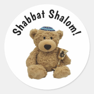 Adesivo Redondo Shabbat Shalom Teddy Bear Sticker