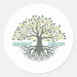 Adesivo Redondo Shabbat Shalom Tree of Life Ez Hachaim Jewish