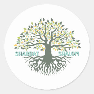 Adesivo Redondo Shabbat Shalom Tree of Life Ez Hachaim Jewish