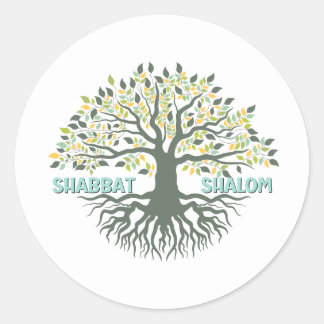Adesivo Redondo Shabbat Shalom Tree of Life Ez Hachaim Jewish