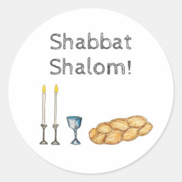 Adesivo Redondo Shabbat Sketch Sticker