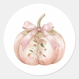Adesivo Redondo Shabby Chic Rosa Floral Abóbora Coquette Outono