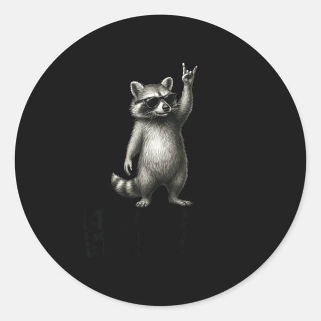 Adesivo Redondo Shades Trash DJ Rock Raccoon Panda (Frente)