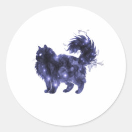 Adesivo Redondo Shadow Persian - Gato de Halloween Silhueta brilha