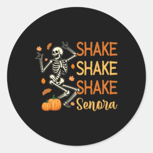 Adesivo Redondo Shake Senora Funny Skeleton Pumpkin Hallowee