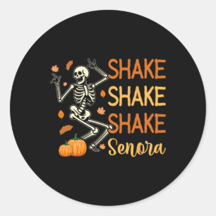 Adesivo Redondo Shake Shake Senora Funny Skeleton Pumpkin Ha