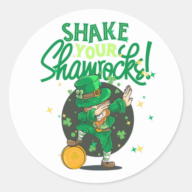 Adesivo Redondo Shake your shamrock, St Patricks day, Slainte (Frente)