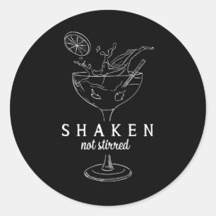 Adesivo Redondo Shaken Martinis Bebendo Álcool Engraçado Barman