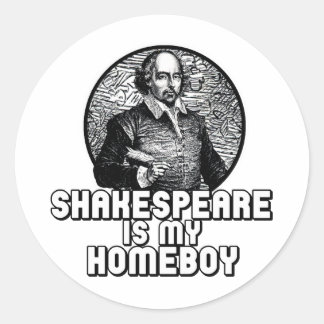 Adesivo Redondo Shakespeare é meu Ficar em casa