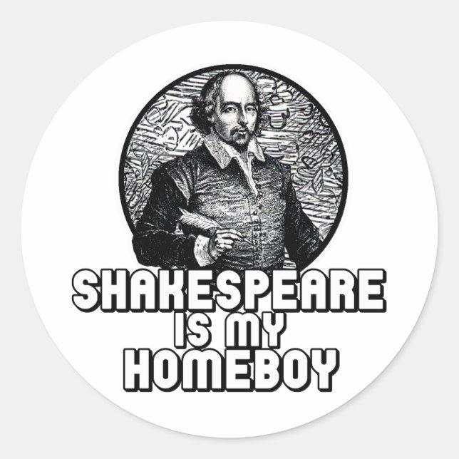 Adesivo Redondo Shakespeare é meu Ficar em casa (Frente)
