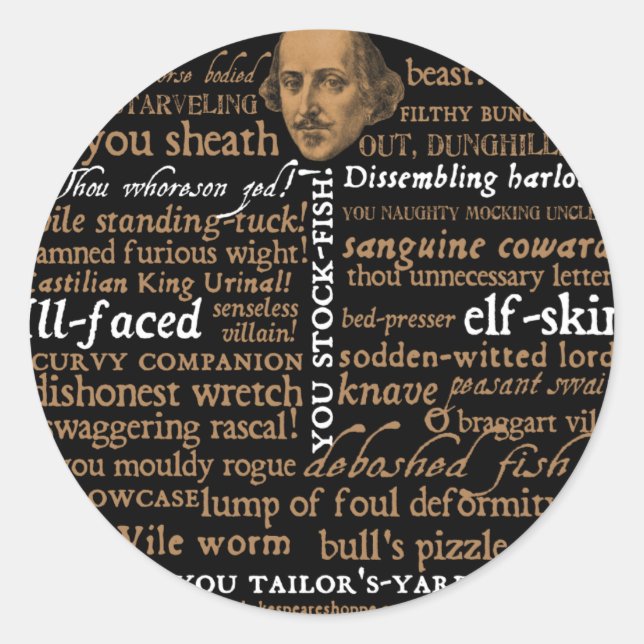 Adesivo Redondo Shakespeare Insults Collection (Frente)