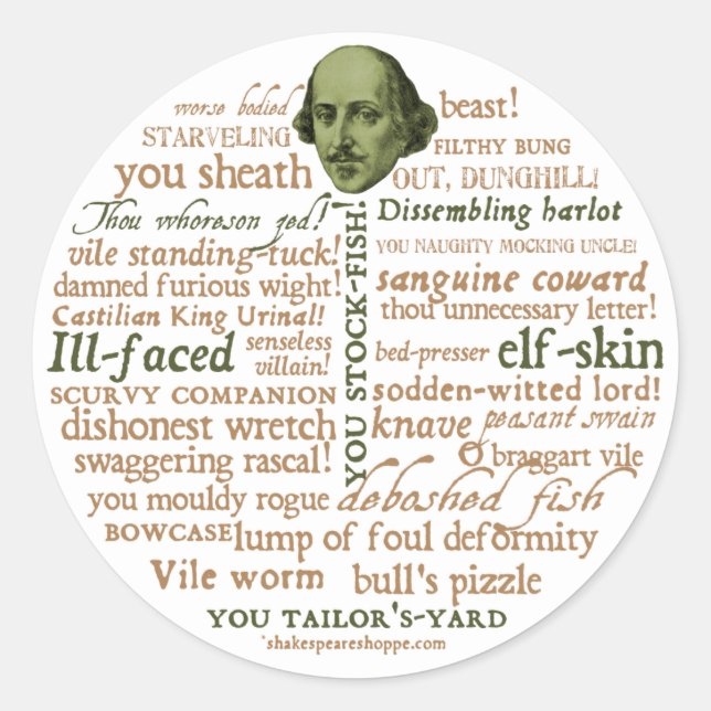 Adesivo Redondo Shakespeare Insults Collection