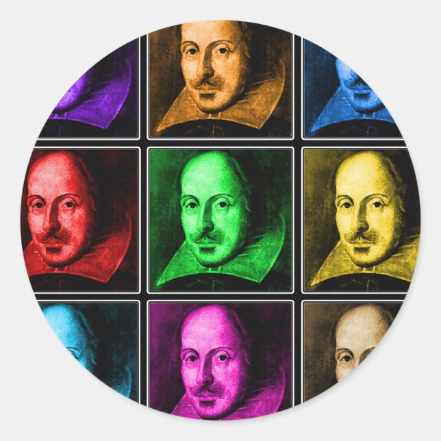 Adesivo Redondo Shakespeare Pop Art (Frente)