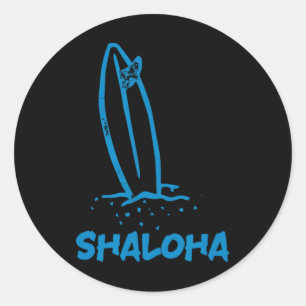 Adesivo Redondo Shaloha Aloha Shalom Havaí Surf Judaico Havaiano
