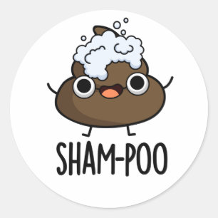 Adesivo Redondo Sham-Poo Engraçado Com Bolhas De Shampoo