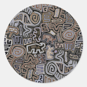 Adesivo Redondo Shaman Peyote Espíritos Ritais Serpentes