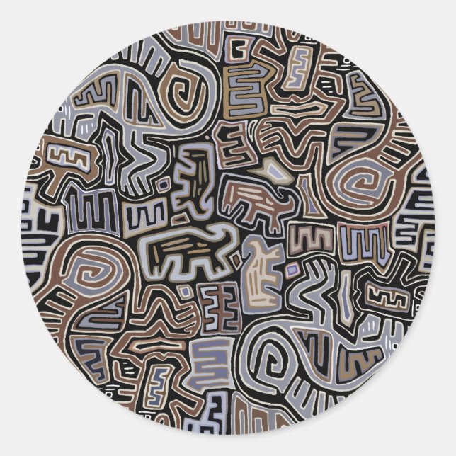 Adesivo Redondo Shaman Peyote Espíritos Ritais Serpentes (Frente)