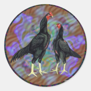 Adesivo Redondo Shamo:  Par Preto