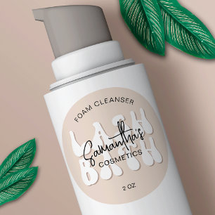 Adesivo Redondo Shampoo de Extensões de Lash Retro Estético Beige