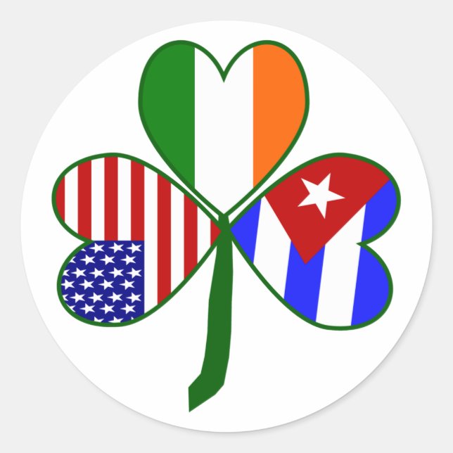 Adesivo Redondo Shamrock americano irlandês cubano (Frente)