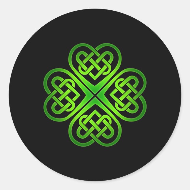 Adesivo Redondo Shamrock Celtic Knot Irish C Células de Dia de São (Frente)
