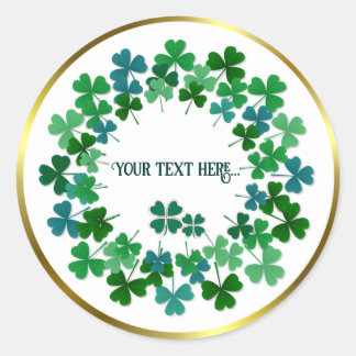 Adesivo Redondo Shamrock Circle  Custom Text Classic Round Sticker