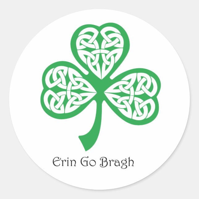 Adesivo Redondo Shamrock Erin Go Bragh com nós celtas (Frente)