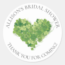 Shamrock Heart Bridal Obrigado Chá Sticker